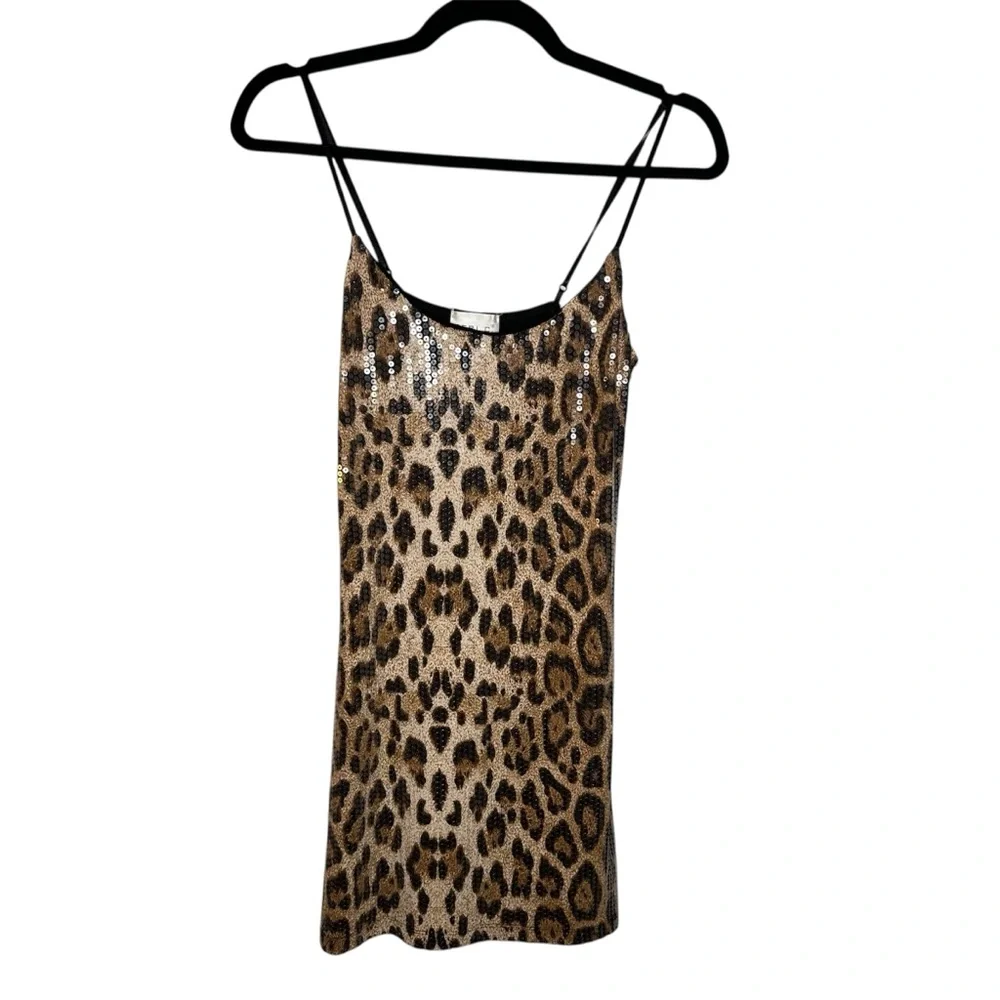 Vintage Y2K Geri C Cheetah Sequin‎ Mini Dress